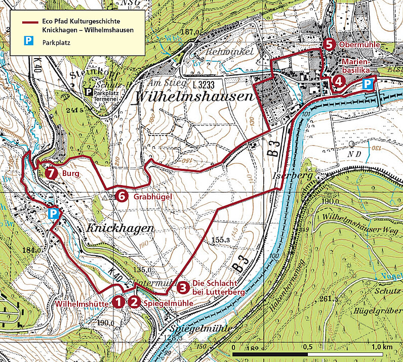 Karte Eco Pfad Kulturgeschichte Knickhagen – Wilhelmshausen