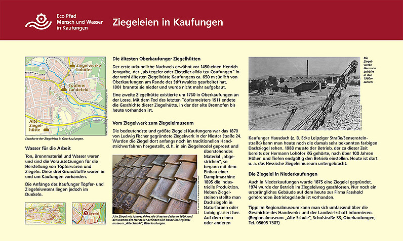 Tafel "Ziegeleien in Kaufungen"