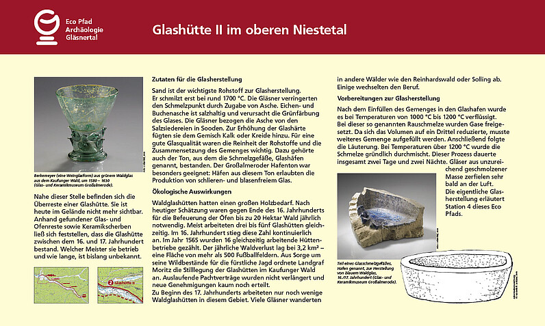 Tafel "Glashütte II im oberen Niestetal" Tafel "Glashütte II im oberen Niestetal"