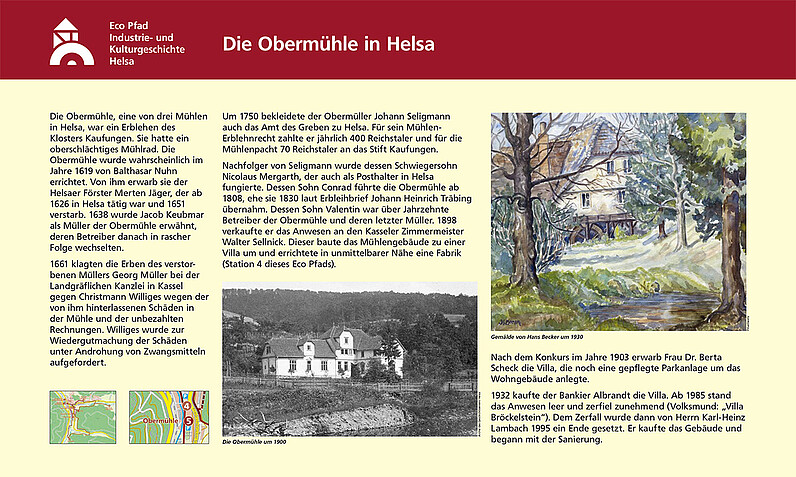 Tafel "Die Obermühle in Helsa" Tafel "Die Obermühle in Helsa"