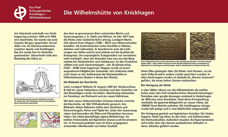 Tafel "Die Wilhelmshütte von Knickhagen"