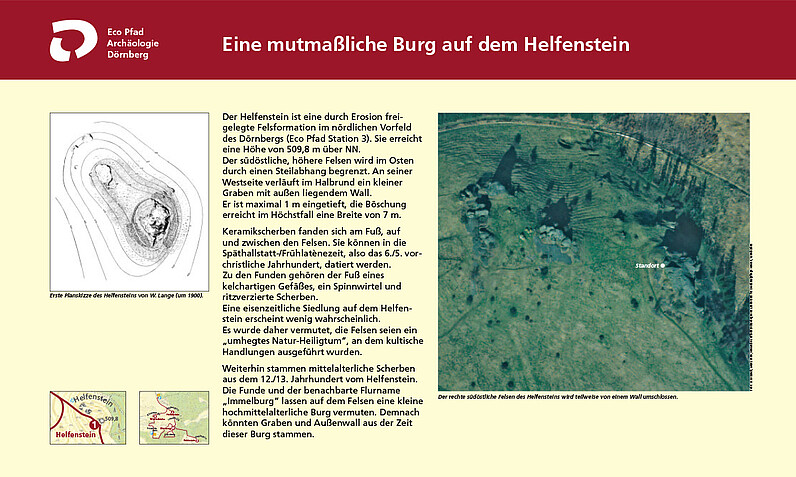 Tafel "Eine mutmaßliche Burg auf dem Helfenstein"