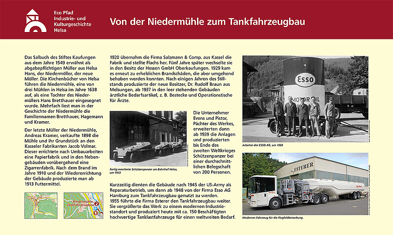 Tafel "Von der Niedermühle zum Tankfahrzeugbau" Tafel "Von der Niedermühle zum Tankfahrzeugbau"