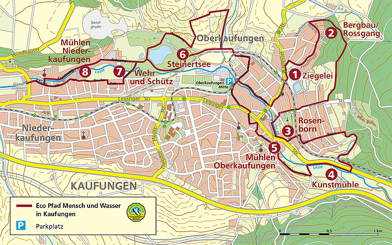 Karte "Eco Pfad Mensch und Wasser in Kaufungen"