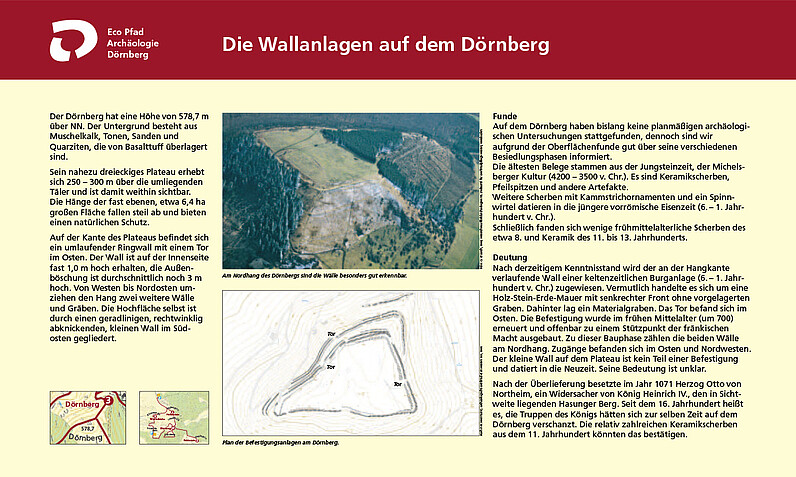Tafel "Die Wallanlagen auf dem Dörnberg"