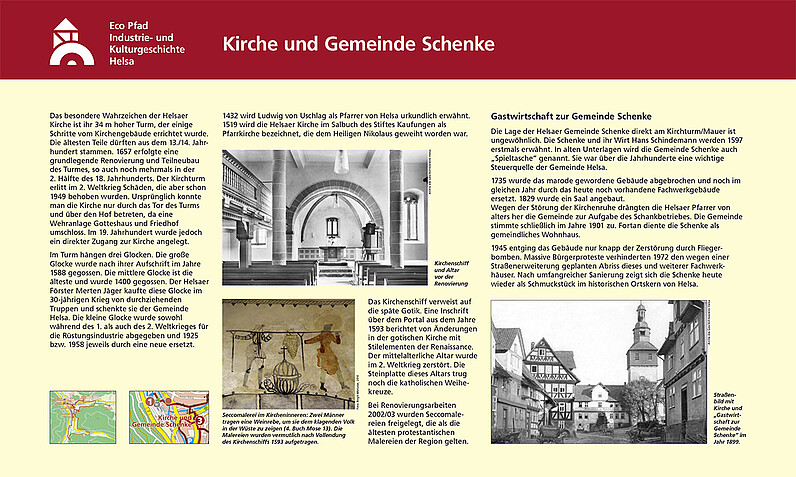 Tafel "Kirche und Gemeinde Schenke" Tafel "Kirche und Gemeinde Schenke"