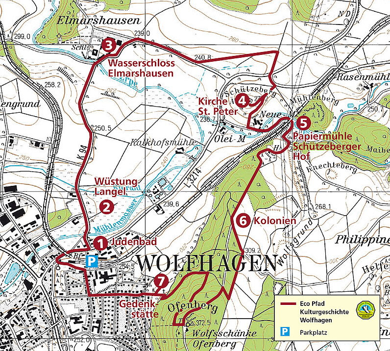 Karte Eco Pfad Kulturgeschichte Wolfhagen