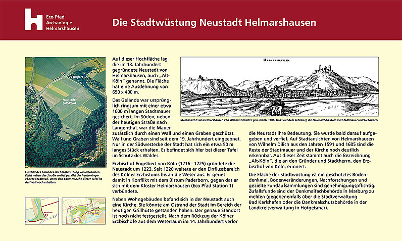 Die Stadtwüstung Neustadt Helmarshausen Tafel "Die Stadtwüstung Neustadt Helmarshausen"