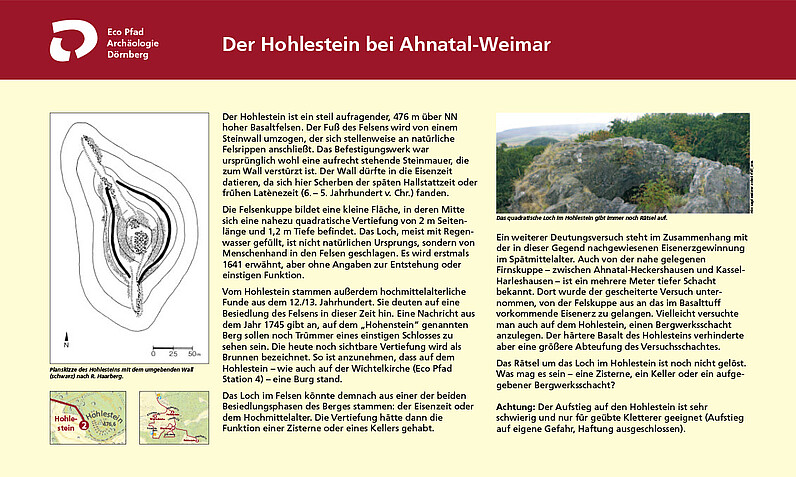 Tafel "Der Hohlestein bei Ahnatal-Weimar"