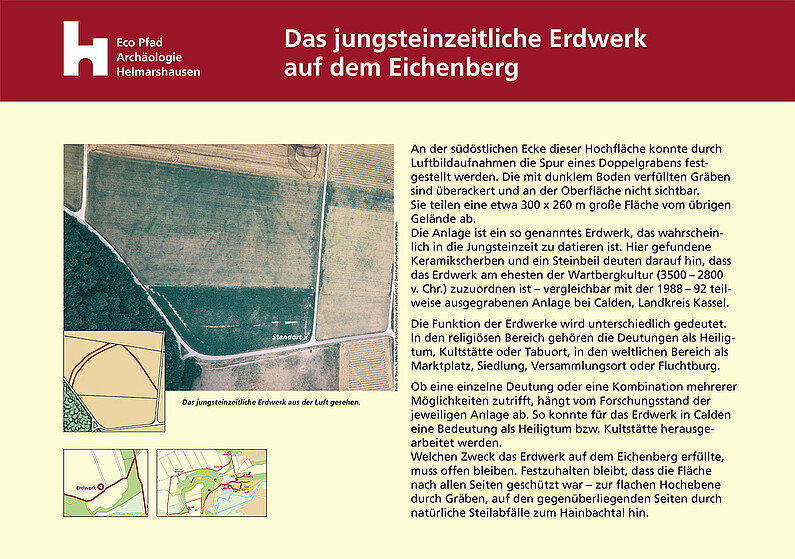 Das jungsteinzeitliche Erdwerk auf dem Eichenberg Tafel "Das jungsteinzeitliche Erdwerk auf dem Eichenberg"