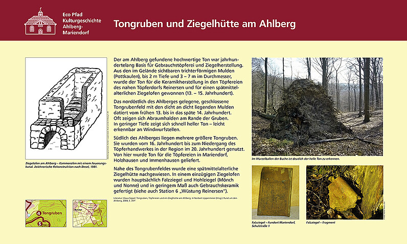 Tafel "Tongruben und Ziegelhütte am Ahlberg"