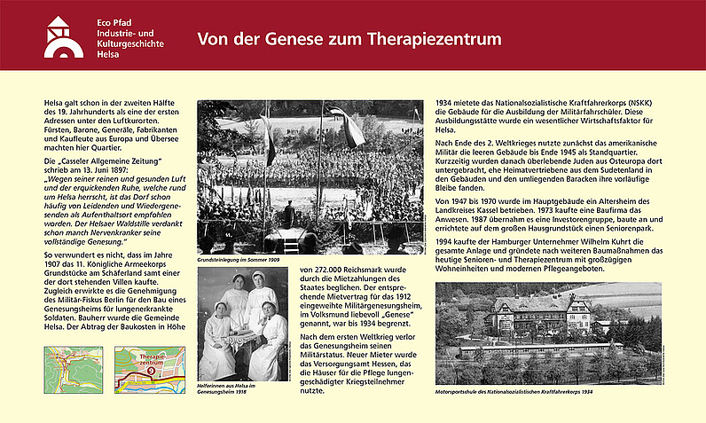 Tafel "Von der Genese zum Therapiezentrum"