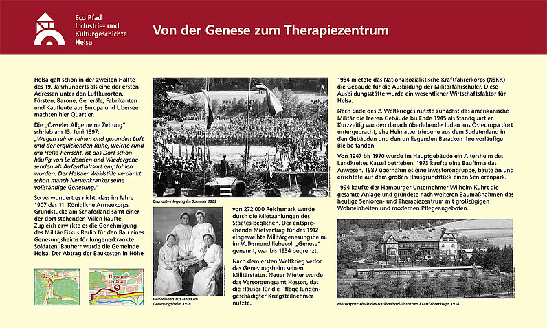 Tafel "Von der Genese zum Therapiezentrum" Tafel "Von der Genese zum Therapiezentrum"