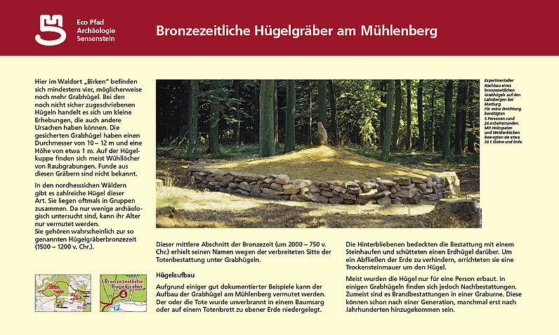 Tafel "Bronzezeitliche Hügelgräber am Mühlenberg" Tafel "Bronzezeitliche Hügelgräber am Mühlenberg"