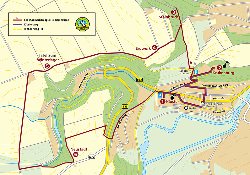 Übersichtskarte Eco Pfad Archäologie Helmarshausen
