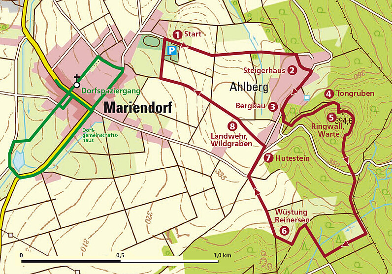 Karte Eco Pfad Kulturgeschichte Ahlberg-Mariendorf