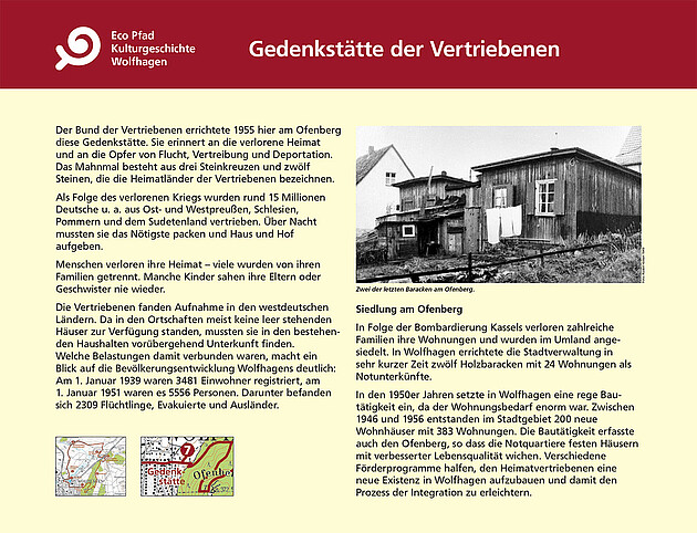 Tafel "Gedenkstätte der Vertriebenen"