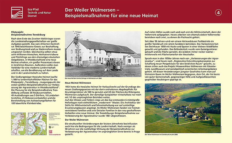 Tafel "Der Weiler Wülmersen – Beispielsmaßnahme für eine neue Heimat"