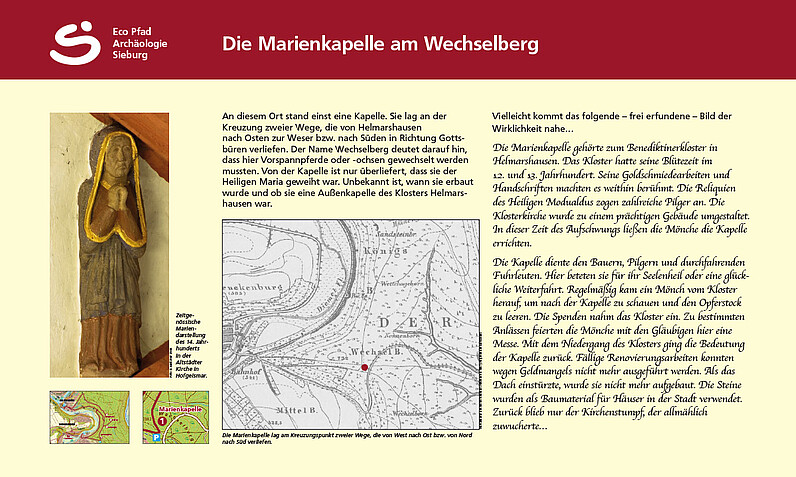 Tafel "Die Marienkapelle am Wechselberg" Tafel "Die Marienkapelle am Wechselberg"
