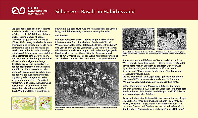 Tafel "Der Silbersee – Basalt im Habichtswald"