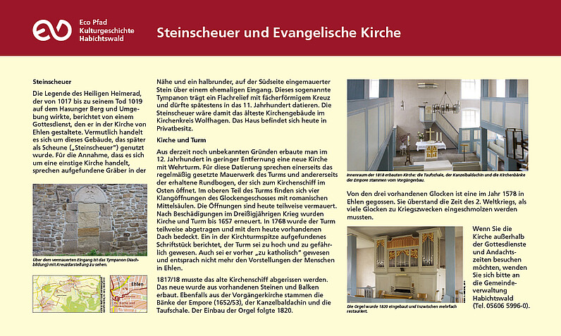 Tafel "Steinscheuer und Evangelische Kirche von Ehlen"