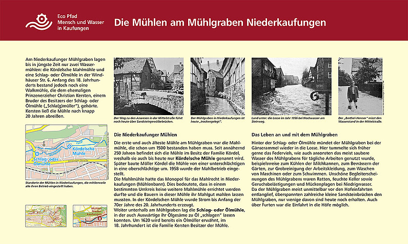 Tafel "Mühlen am Mühlgraben Niederkaufungen"