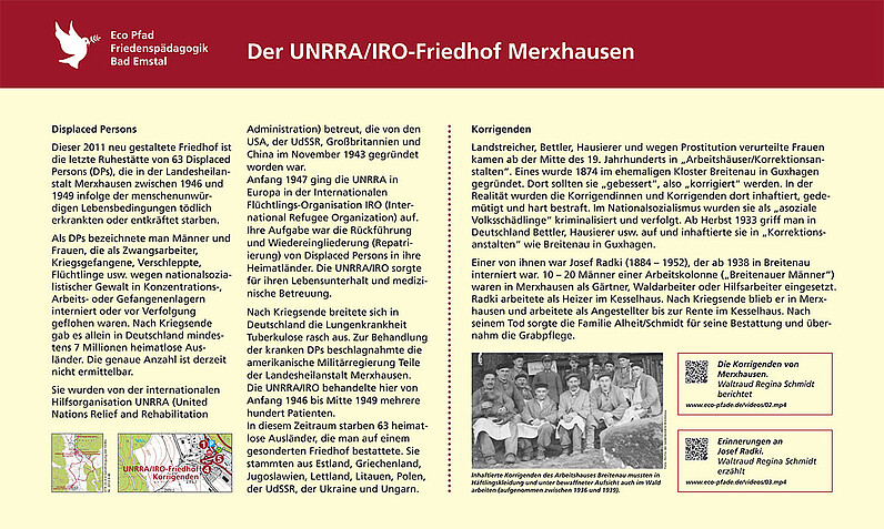 Tafel "Der UNRRA/IRO-Friedhof Merxhausen"