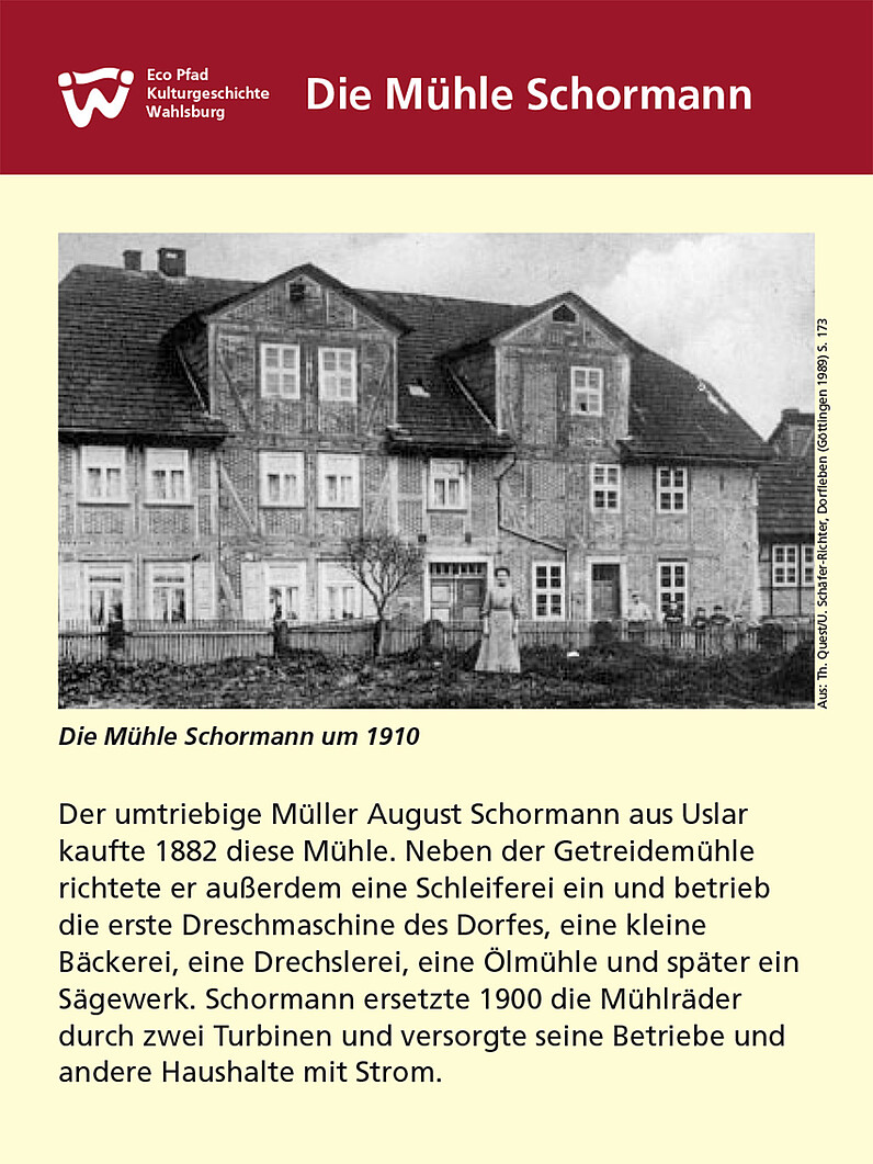 Tafel "Die Mühle Schormann in Vernawahlshausen"