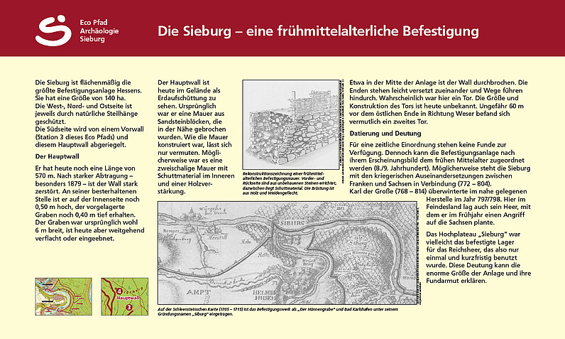 Tafel "Die Sieburg – eine frühmittelalterliche Befestigung – der Hauptwall"