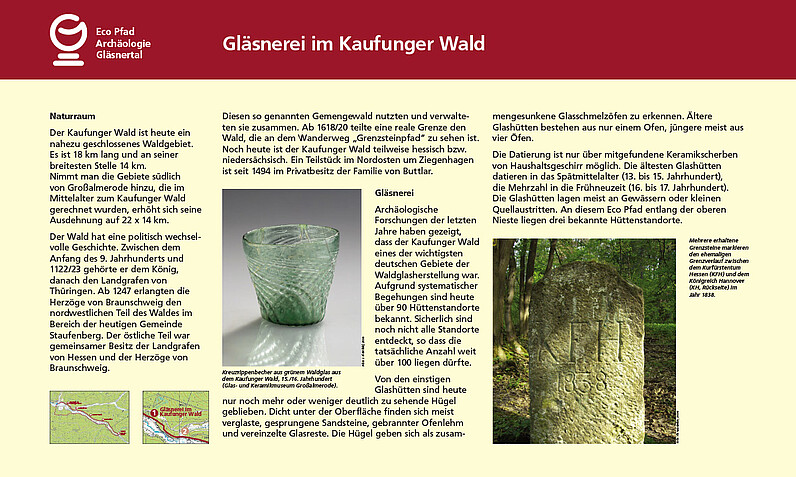 Tafel "Gläsnerei im Kaufunger Wald" Tafel "Gläsnerei im Kaufunger Wald"