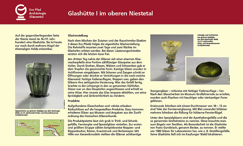 Tafel "Glashütte I im oberen Niestetal" Tafel "Glashütte I im oberen Niestetal"