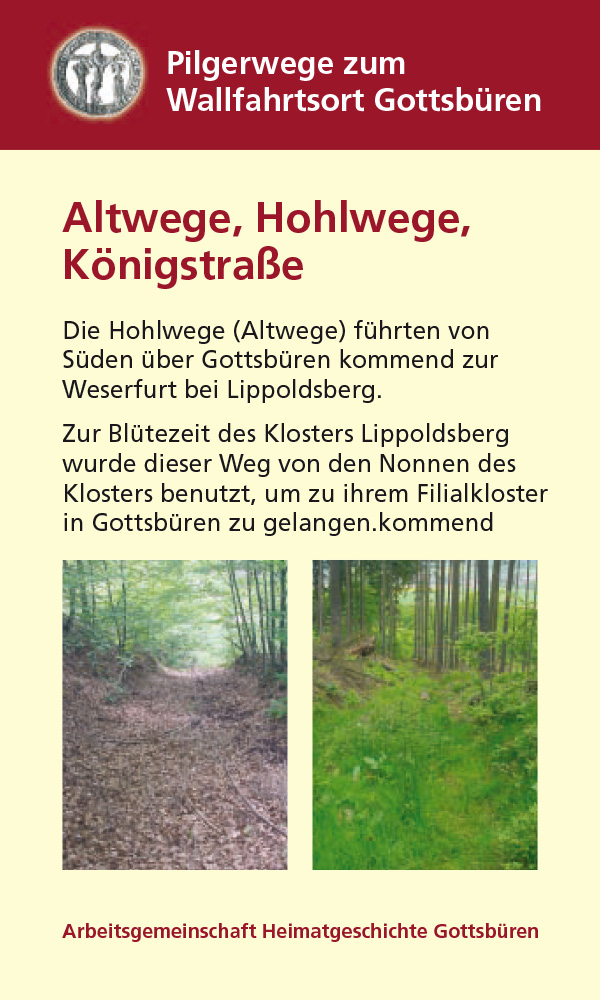 Infotafel "Altwege, Hohlwege, Königsstraße"