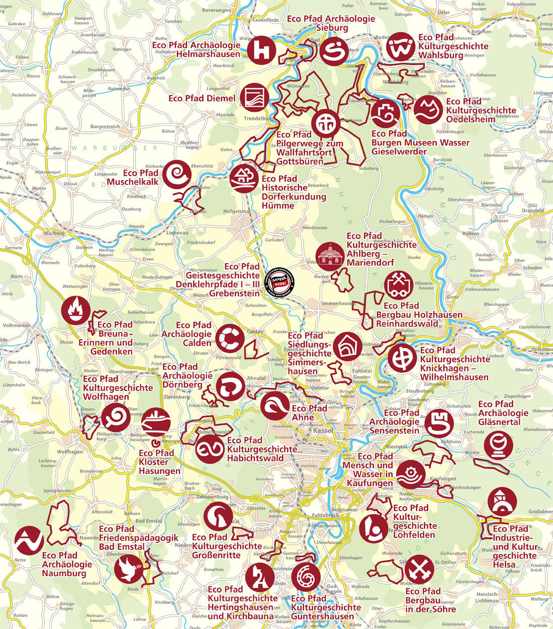 Eco Pfade im Landkreis Kassel - Übersichtskarte
